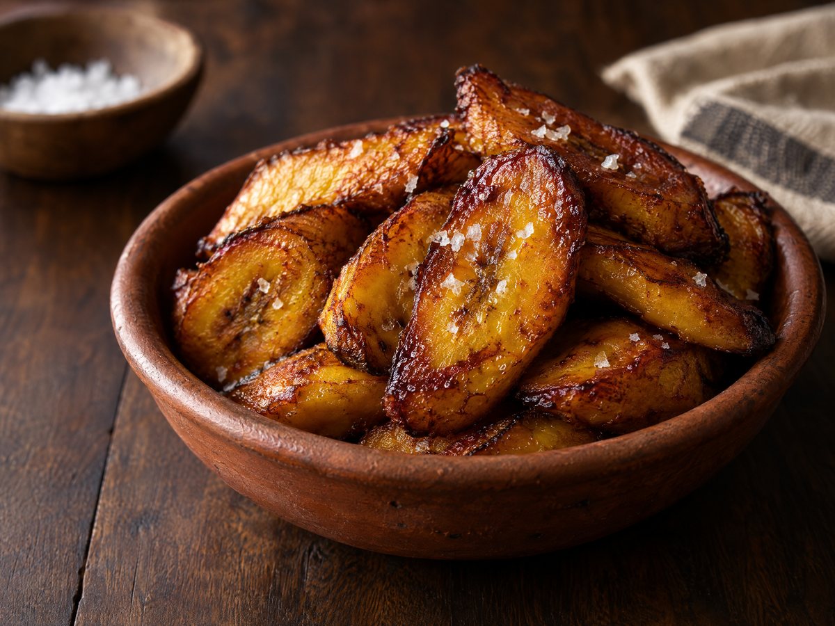 A bowl of caramelized fried plantains